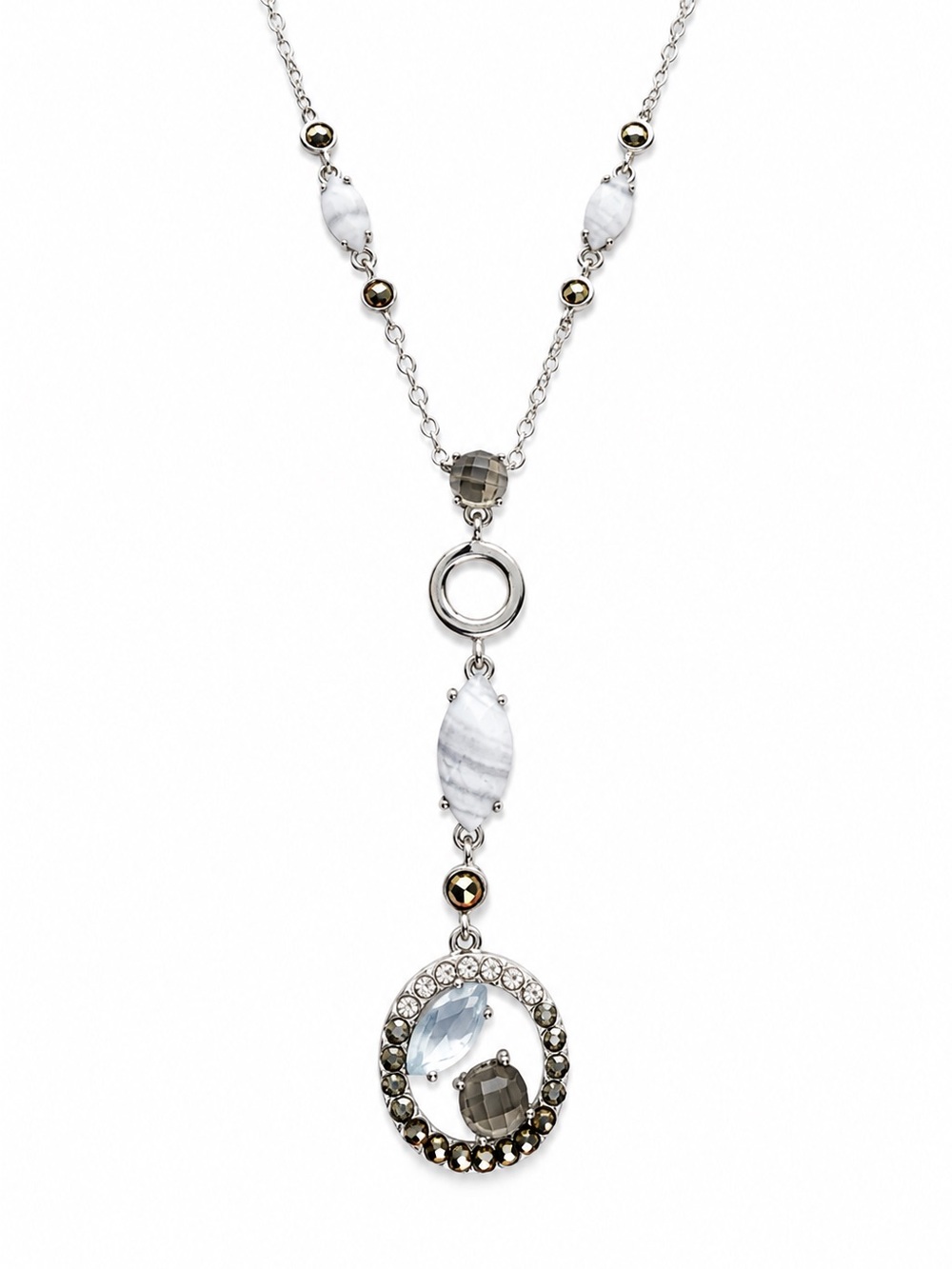 Judith Jack Silver Sterling Y Crystal necklace